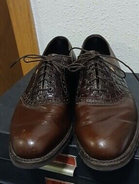 Vintage FootJoy Classics Brown Leather Golf Shoes Oxfords Style 55402 Men's 11 A